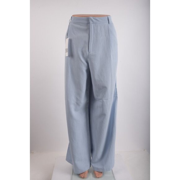 Zara Womans Pants Size M Powder Blue Wide Leg High Waist linen 1255/410 NWT - Picture 1 of 8